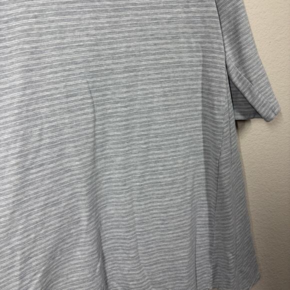 Garnet Hill Large Swing Mini Shift Dress Gray Tencel Blend Pinstriped 3/4 Sleeve - Picture 6 of 8